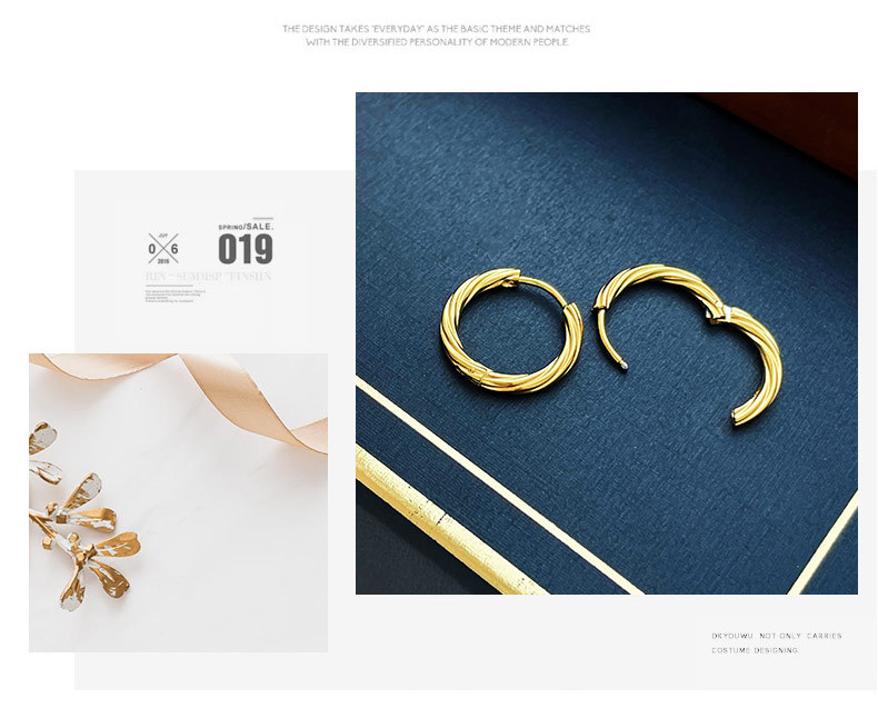 5g Weight PVD Coated Gold Plating Process 304 Stainless Steel Ear Needle Material 18K Gold, Real Gold Plated Plating Material PVD Coated 18K Gold Real Gold Plated Solid Color 304 Stainless Steel Simple Style Waterproof Non Tarnish Hoop Earrings