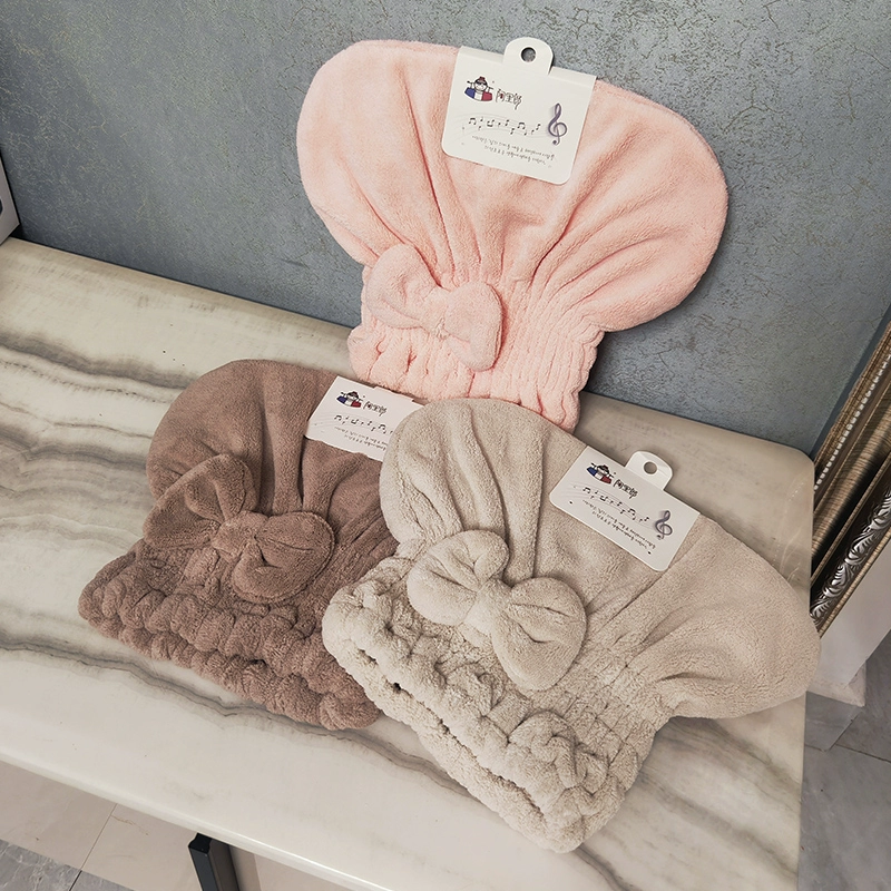 Корейская импортная шапочка для сушки волос с бантом для женщин, водопоглощающая, быстросохнущая, утолщенная шапочка для длинных и коротких волос, милая шапочка для душа-пуловер