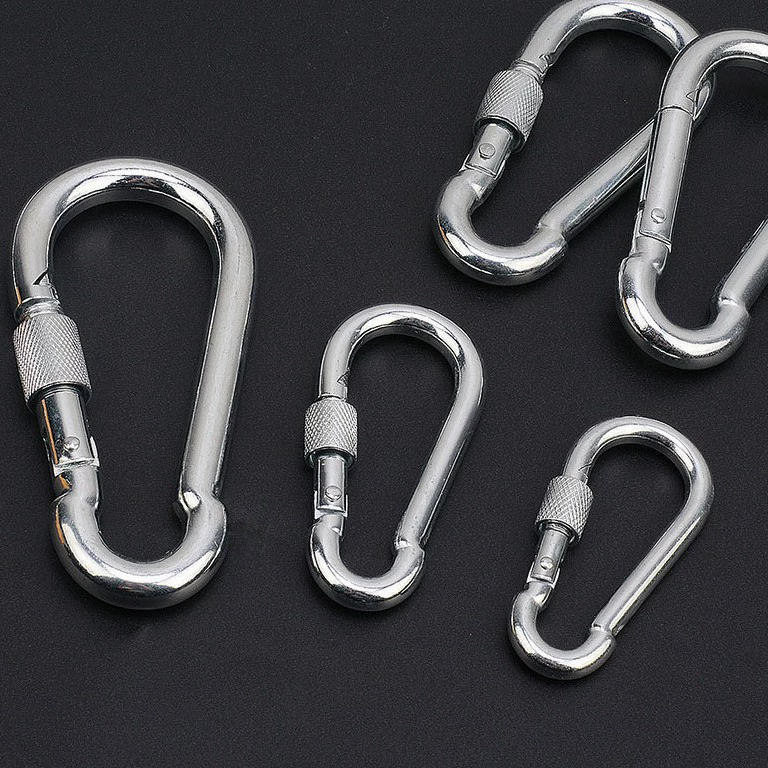 Q235 Iron -dip galvanized hook with snail spring buckle outdoor climbing connection ring pet chain hook