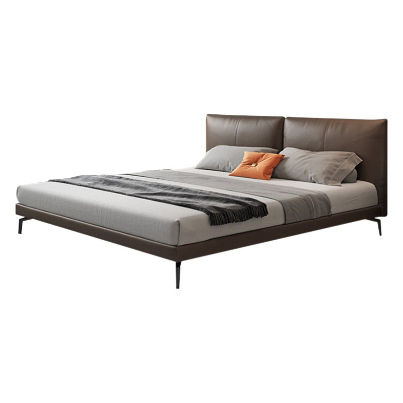 Cama de cuero Real Simple moderna cama doble 1,8 m Cama grande dormitorio principal cama de boda italiano cama de cuero real de lujo ligero venta directa de fábrica