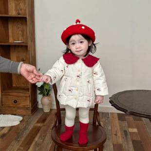 Girls' Winter Warm Coat Baby Super Cute Cotton Thickened Mushroom Cotton Coat Winter Warm Cotton Coat Fashion