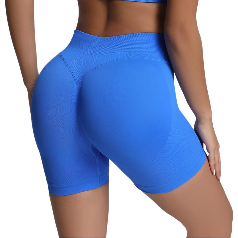 Europa y los Estados Unidos sin costuras matte pantalones cortos de yoga de cintura alta abdominal y caderas apretados pantalones deportivos de mujer para correr