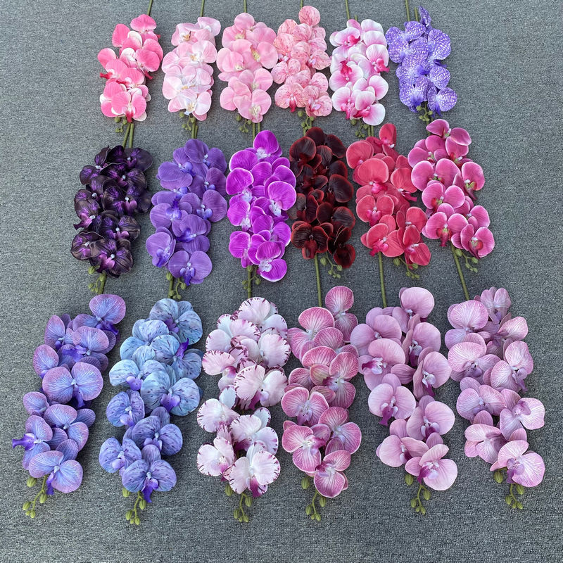 9 orquídeas de mariposa 3D simulación de flores de película de sensación de mano flores falsas bodas en el hogar arreglos florales bodas decoración de flores