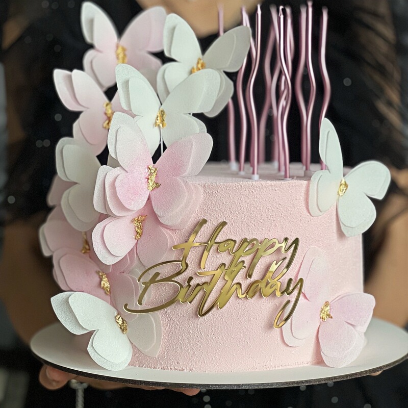 跨境ins风生日快乐亚克力蛋糕侧面装饰生日快乐蛋糕装饰派对用品|undefined