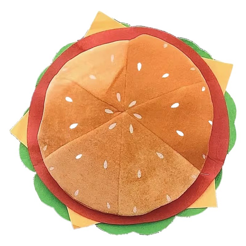 New hamburger hat party funny cute simulation hamburger hat funny beret party