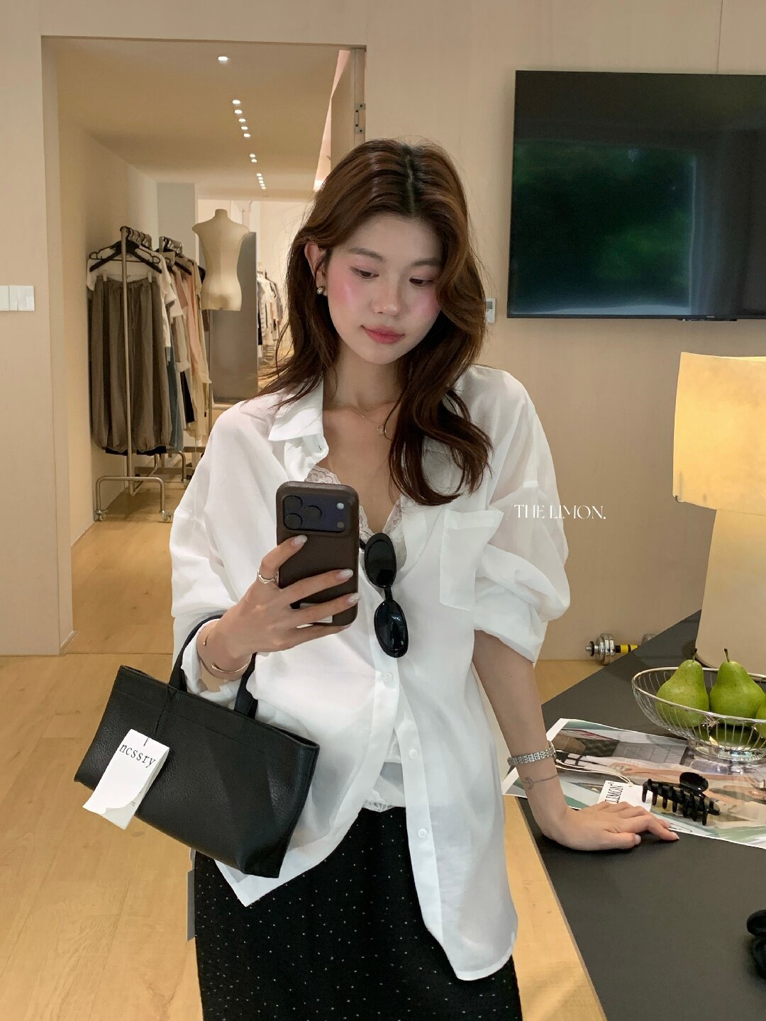 Áo sơ mi nữ tay dài chất liệu tencel phong cách lười biếng ấm áp — Vàng nhạt, xanh lam, Xanh lá cây nhạtcolor, màu hồng chi tiết 39