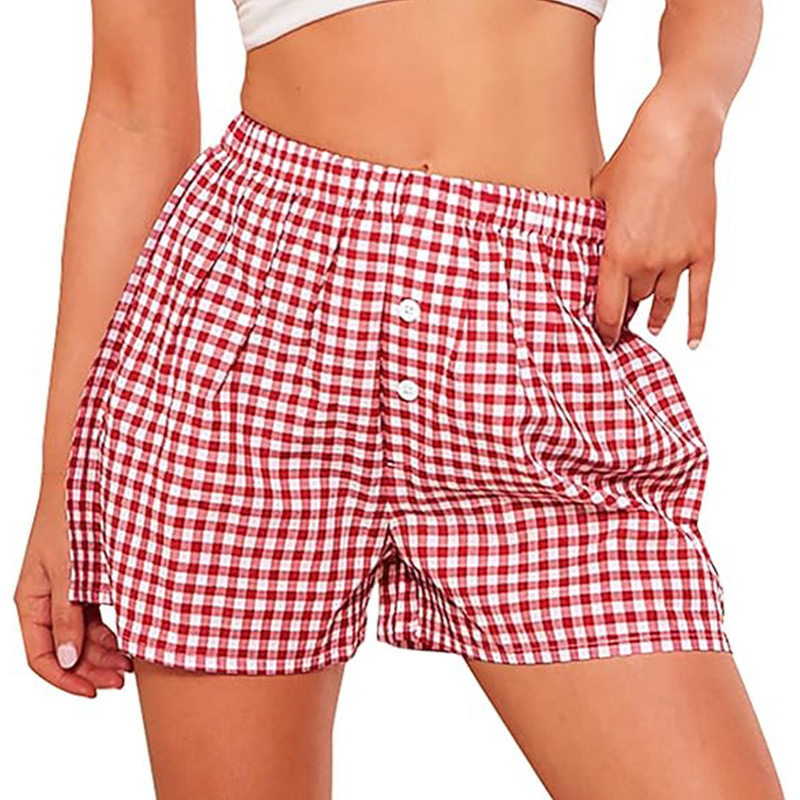 Amazon Cross-Border American Resort Style Women's Casual and Comfortable High-Waisted Loose Fashionable Wide-Leg Retro Plaid Shorts Amazon Cross-Border American Resort Style Women's Casual and Comfortable High-Waisted Loose Fashionable Wide-Leg Retro Plaid Shorts