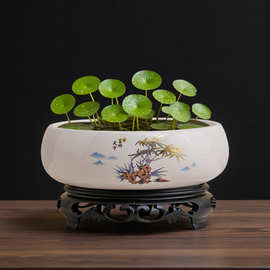 水培花盆大号陶瓷水仙花睡莲碗莲铜钱草无孔水养专用粗陶花盆清仓