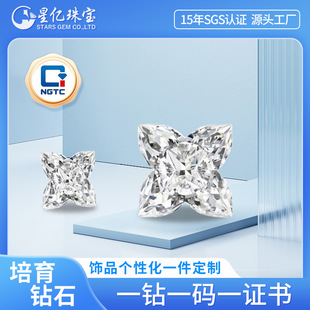 Grown Diamond Lv Plum Blossom-Shaped Four-Leaf Cut Synthetic Loose Diamond Cvd Diamond Non-Color Change Laboratory Diamond