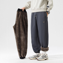 简恒加绒加厚黑金羊羔绒卫裤男款冬季防风保暖棉裤抗皱运动休闲裤