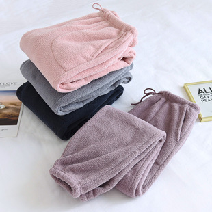 Snow Velvet Pajama Pants for Women and Men in Autumn and Winter Warm Thickened Fleece-Lined Loose Neck Pants Couple's Home Pants