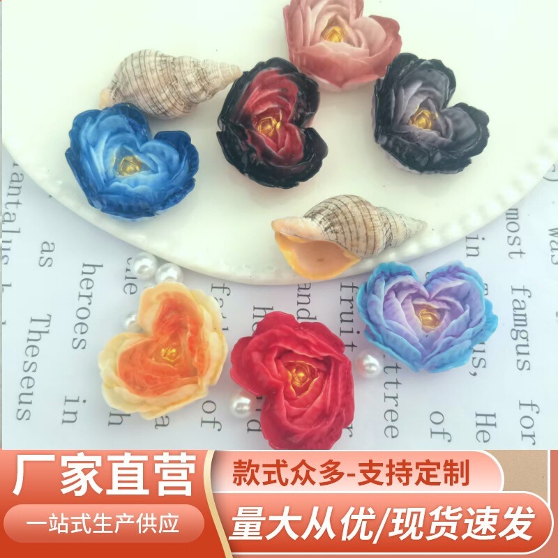 [ホタル発光ラブフラワーカード 37*30 ミリメートル] 手作り diy 携帯電話ケースヘアピン樹脂ジュエリーアクセサリー|undefined