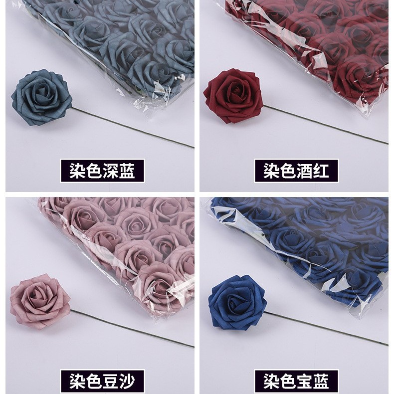 Suministro teñido de espuma de PE cabeza de flor alta simulación de color gradiente rosa de San Valentín arco de mano de flores