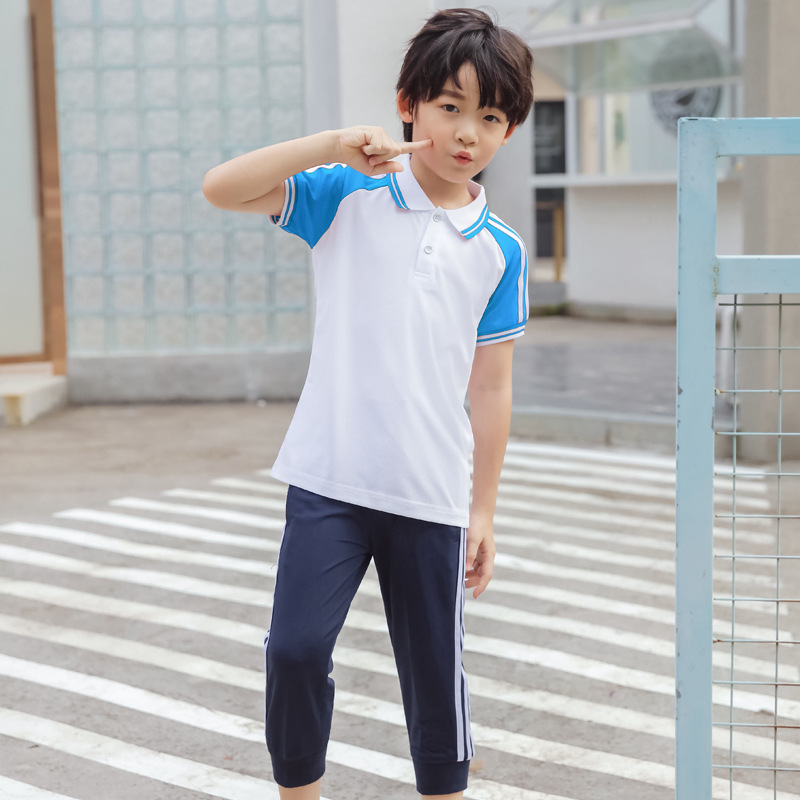 夏季小学生校服班服运动服学院风幼儿园园服七分裤两件套短袖套装