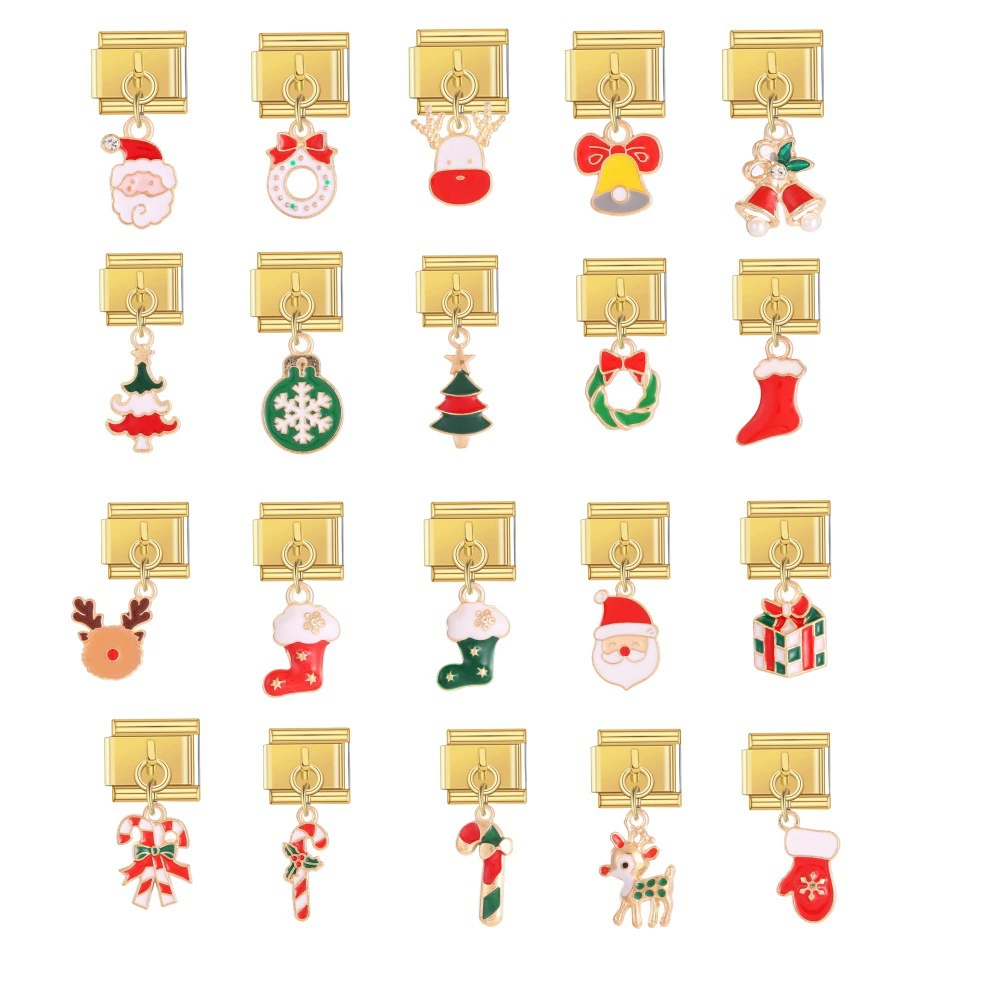 Трансграничный взрыв итальянский модуль рождественские капли масло подвеска браслет набор съемный бесплатно с подвеской DIY