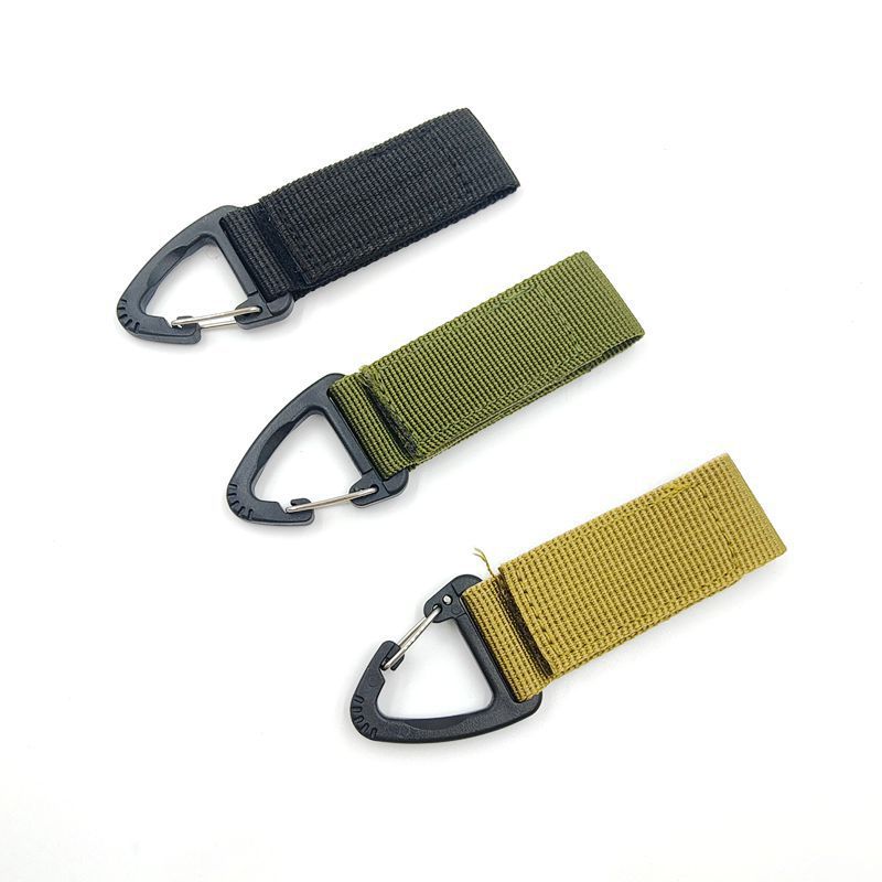 Tactical Nylon Webbing Backpack Buckle Single-Point Triangle Buckle Multi-Functional Carabiner D-Type Hanging Ring Key Chain Magic Buckle