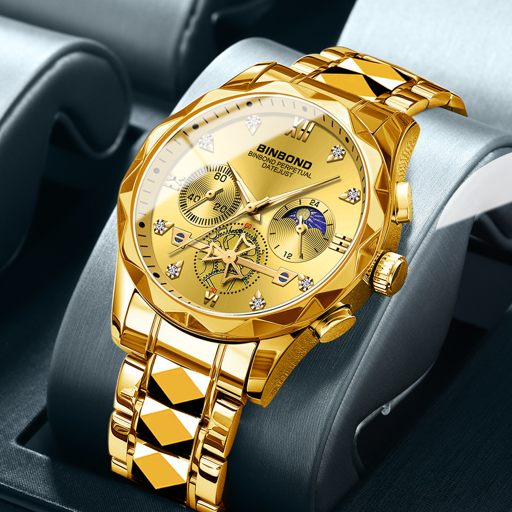 New Benbang Watch Series, Multifunctional Quartz Watch, Versatile and Trendy Watch, Six Pin Timing, Casual and Trendy Men's Tungsten Steel Color_voghion.com