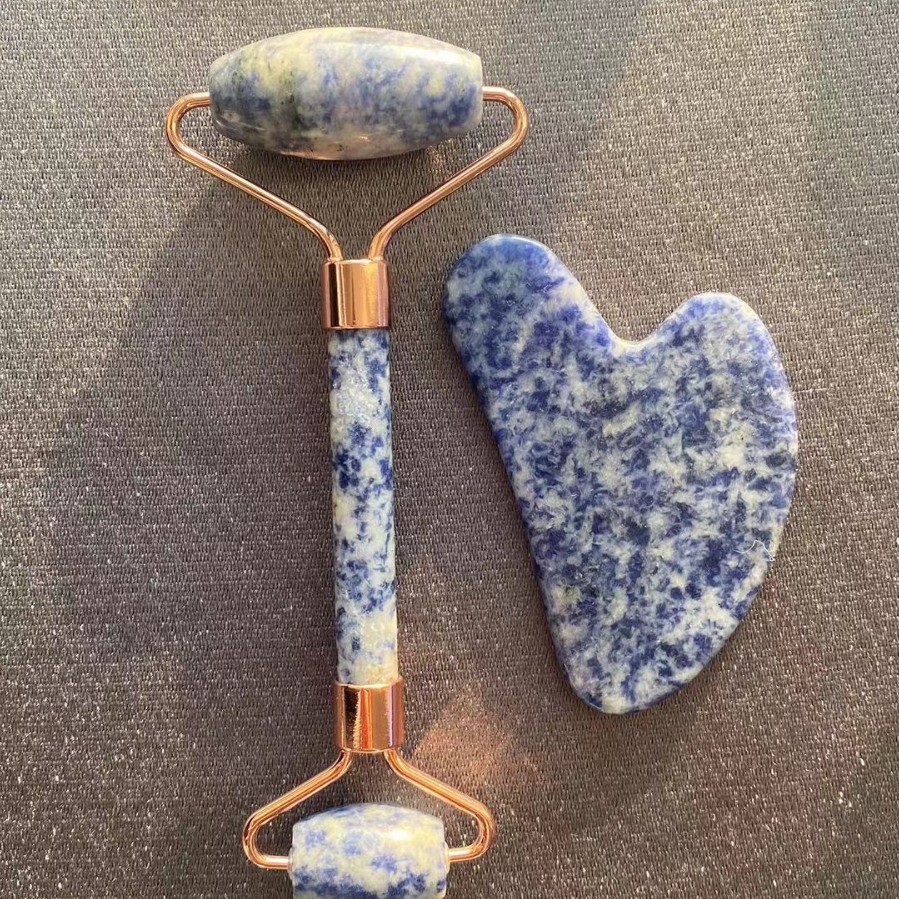 천연 블루 포인트 스톤 롤러 + 스크래핑 보드