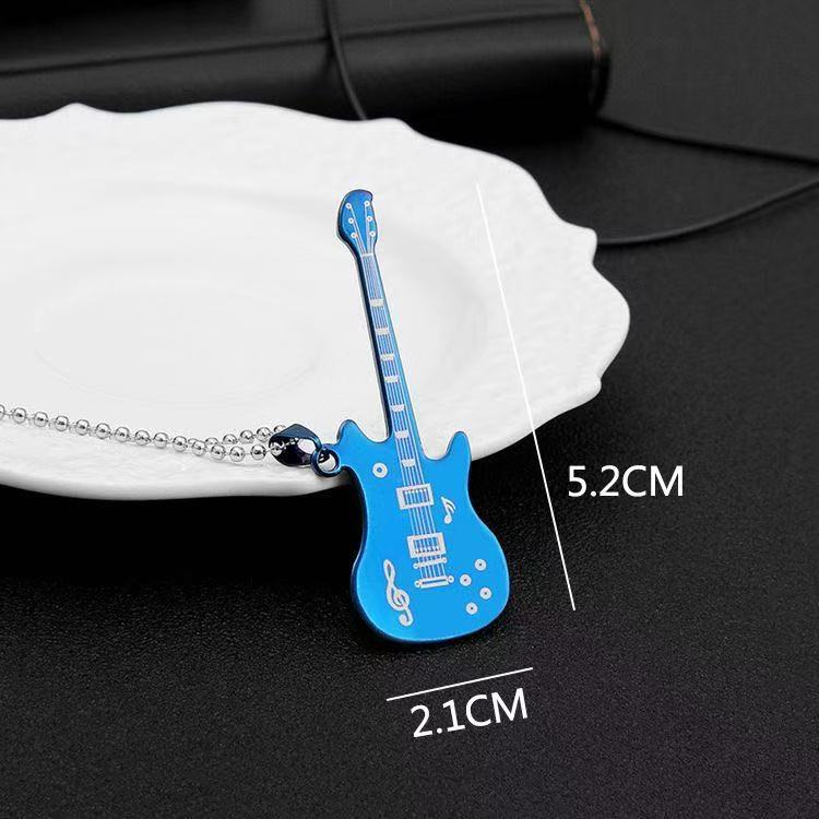 Collana con ciondolo a forma di chitarra in acciaio inox uomo_voghion.com
