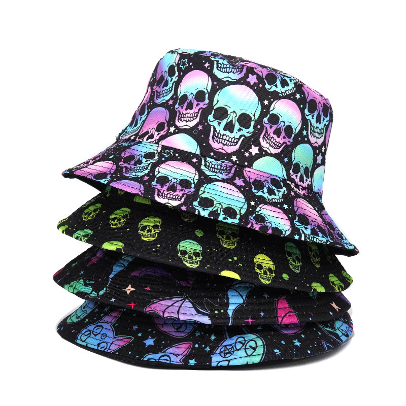 Women's Commute Skull Printing Flat Eaves Bucket Hat display picture 1