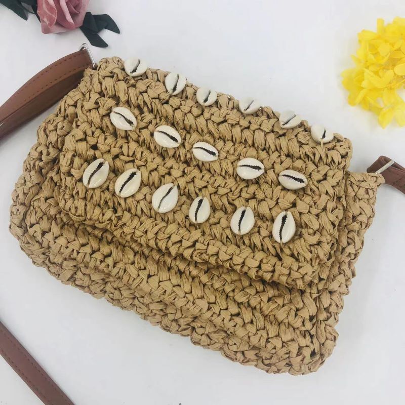 Summer New Small Square Bag, Hand-Woven and Sewn Shell Shoulder Vintage Fashion Women's Bag, Crossbody Bag with a Fresh Style Summer New Small Square Bag, Hand-Woven and Sewn Shell Shoulder Vintage Fashion Women's Bag, Crossbody Bag with a Fresh Style