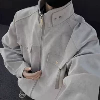 Замшевый воротник куртка для мужчин весна и осень американский ретро cleanfit куртка высокого уровня чувство красивый бейсбольный костюм