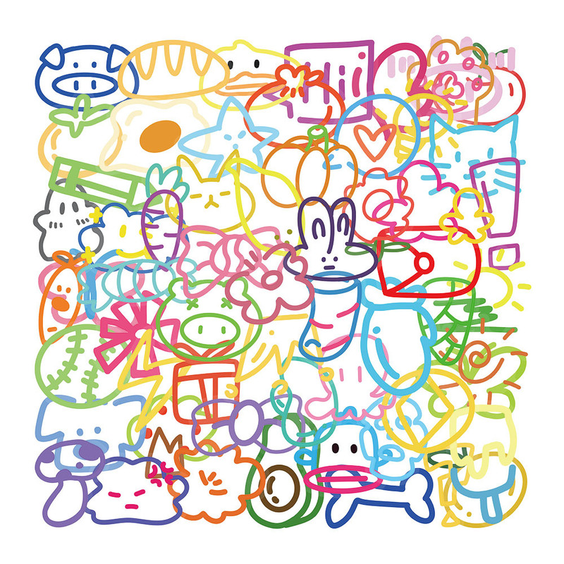 60 Pieces of Dopamine Small Elements Creative Plastic Stickers Handbook DIY Water Cup Mobile Phone Case Notebook Refrigerator Stickers 60 Pieces of Dopamine Small Elements Creative Plastic Stickers Handbook DIY Water Cup Mobile Phone Case Notebook Refrigerator Stickers
