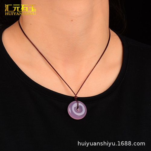 Pink Chalcedony Guanyin Buddha Pendant Hibiscus Jade Agate Jade Peaceful Buckle Ruyi Pendant Manufacturer Live Supply