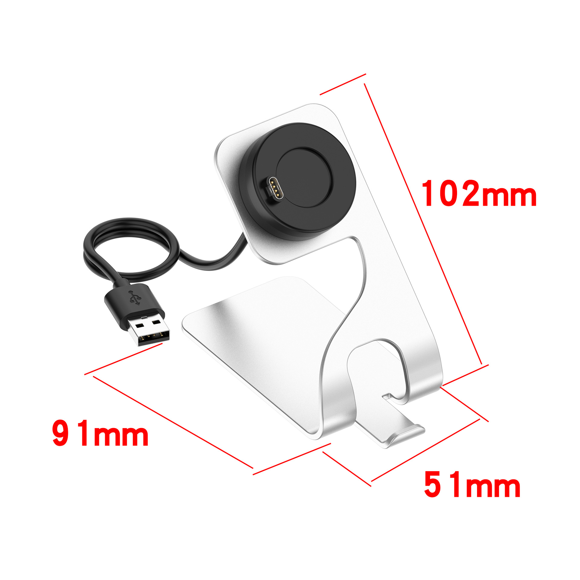 Compatible with Garmin Fenix 7/6/5 watches, Forerunner255/Venu3 second-generation aluminum alloy bracket charger full figure