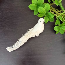 卷毛白鸽夹子款方针小鸟装饰品泡沫制品卷毛白鸽仿真鸟装饰