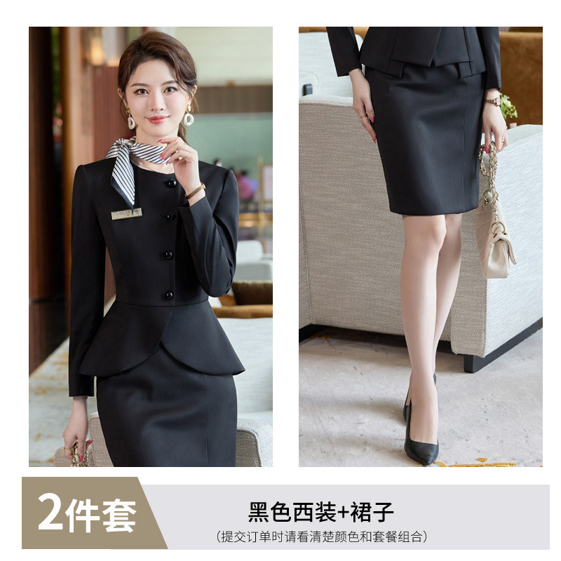 白色职业西装套装裙女2025新款酒店前台接待正装高级感工作服西服|undefined