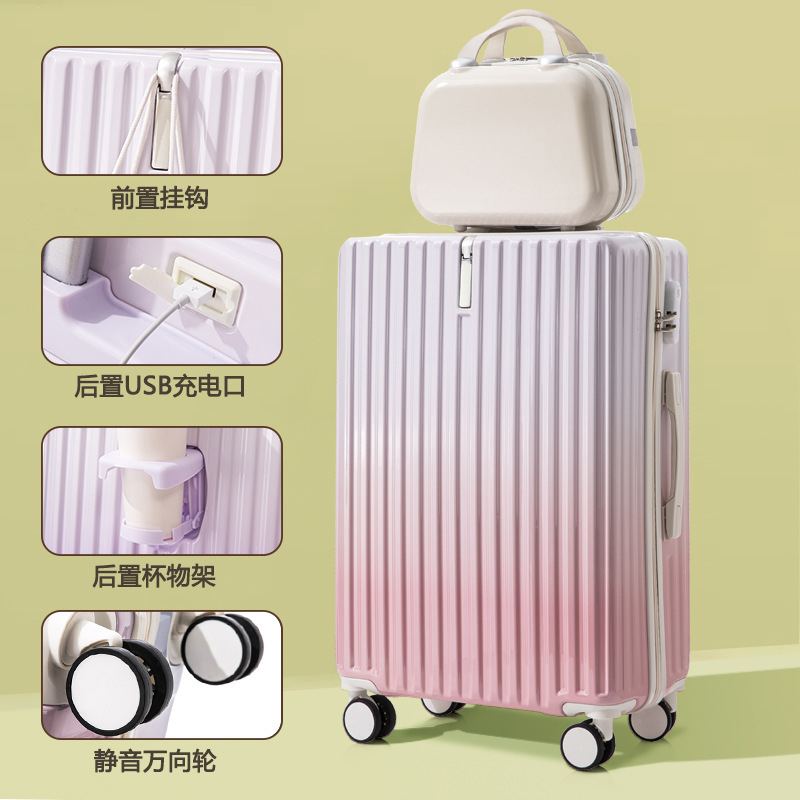 Mujeres japonesas de moda, color gradiente, maleta fresca, 28 maletas de viaje de contraseña de estudiantes