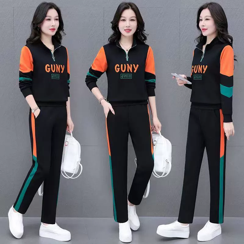 Polo воротник повседневная спортивная одежда женская мама среднего возраста воротник с длинными рукавами свитера новый весенний и осенний большой размер