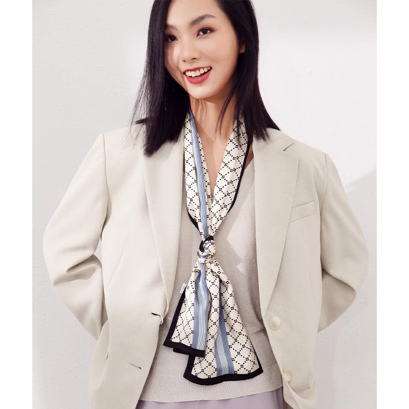Women's Pure Silk Long Scarf - Premium Spring Accessory For Coats, Mulberry Silk Neck Tie Ribbon - Thumbnail 3