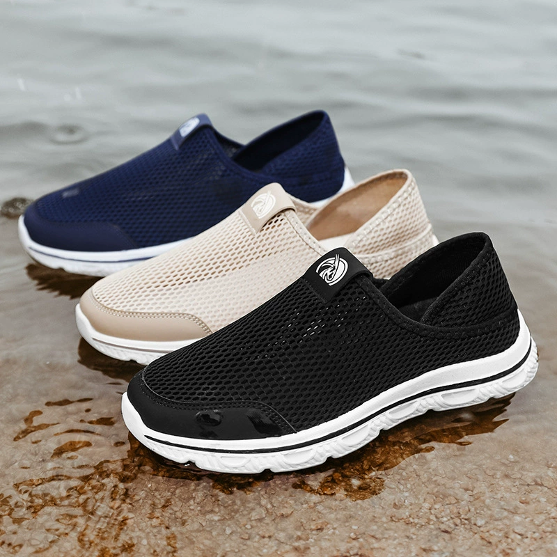 Мужская сетчатая обувь, летняя дышащая прогулочная обувь, удобная легкая мужская обувь для бега, быстросохнущая обувь, нескользящая