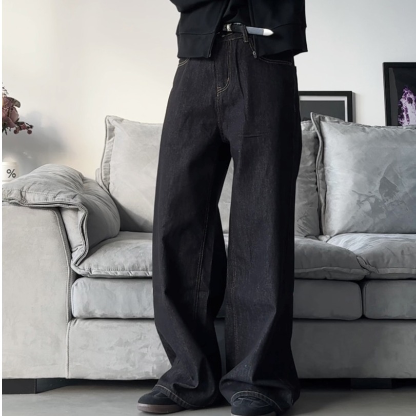 Retro Wide Leg Jeans Loose Straight Leg Casual Floor Length Pants For Men And Women_mkmklike.com