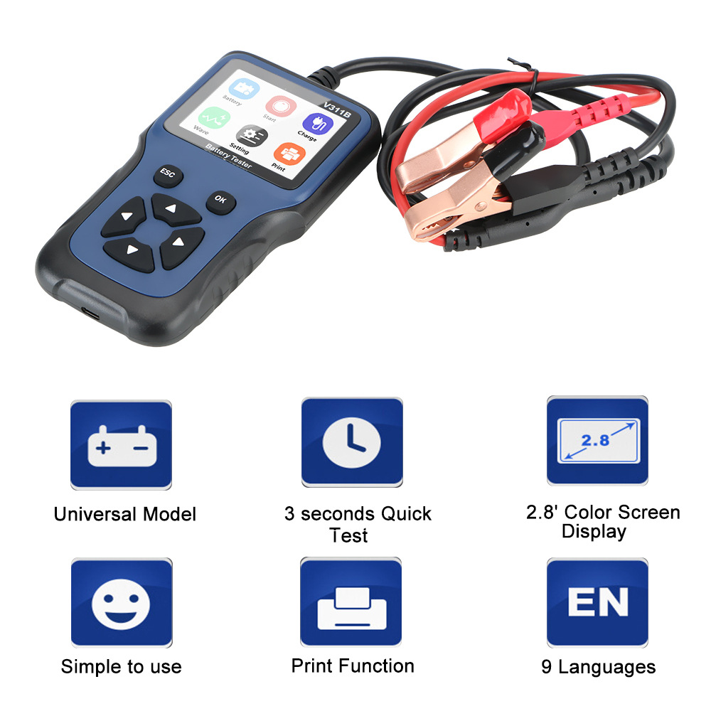 V311B Portable 12v Car Battery Tester Charger 电瓶检测仪阿里巴巴