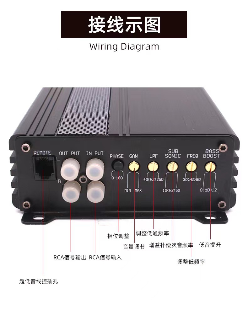 Factory Direct Car Audio K-1200 Modified 12V High PoWer Class D Single Channel 1200W Digital Car