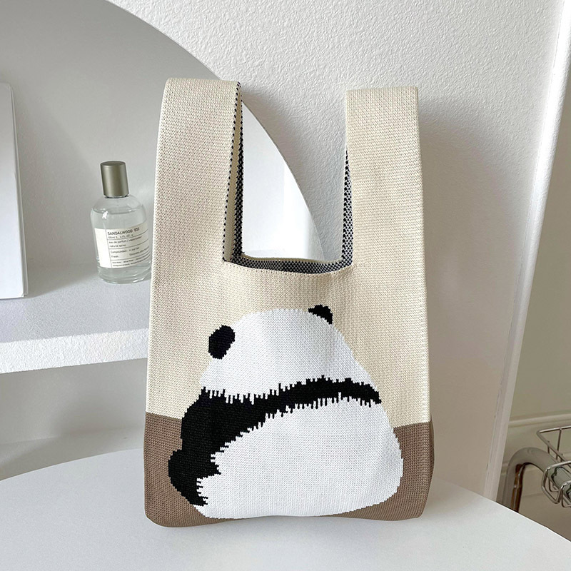 Bolsas de nicho de diseño de pandas lindos bolsas de mano de punto bolsas de mano estudiantes personalidad bolsas de brazo fábrica al por mayor