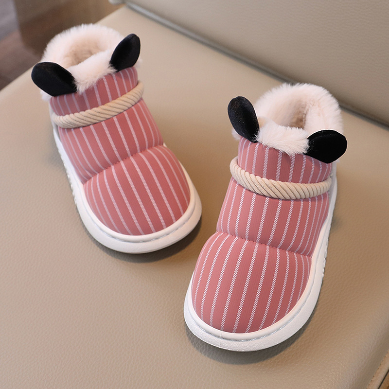 Children's Cotton Shoes Winter fleece-lined Thickened Cotton Slippers Waterproof Non-slip Snow Boots Small and Medium-sized Children's Boys and Girls Baby Leather Cotton Shoes
