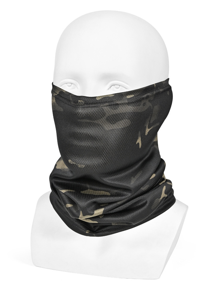 Pañuelo de seda de camuflaje para casco, pañuelo para la cabeza para pesca al aire libre, máscara de protección solar para el cuello de verano, transpirable para ciclismo y deportes.