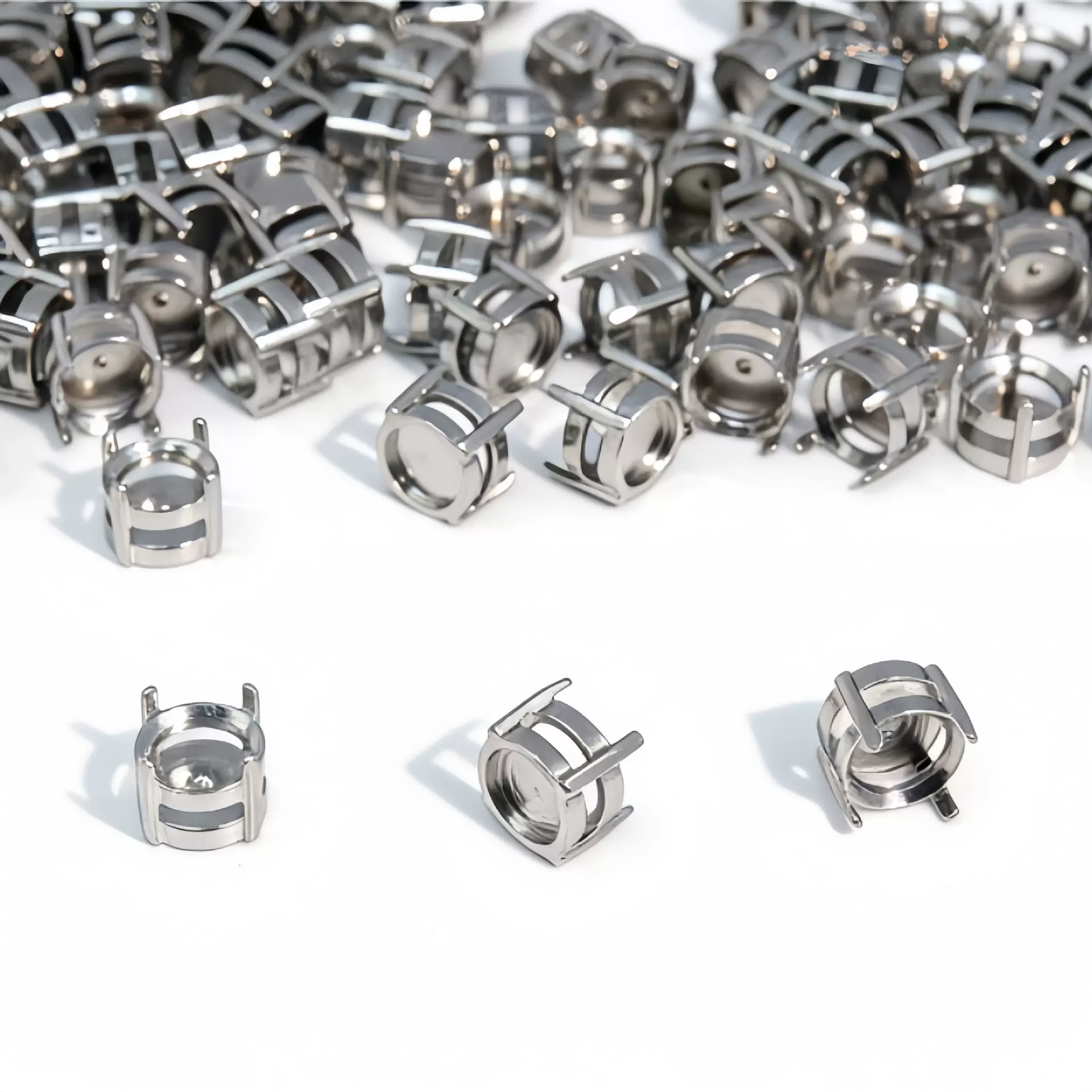 不锈钢拉花耳钉空托DIY镶锆石耳夹配件半成品磁吸耳环饰品配件