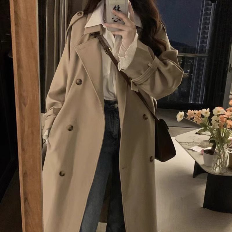 风衣外套女2025新款春秋季英伦风中长款小个子今年流行卡其色大衣|undefined