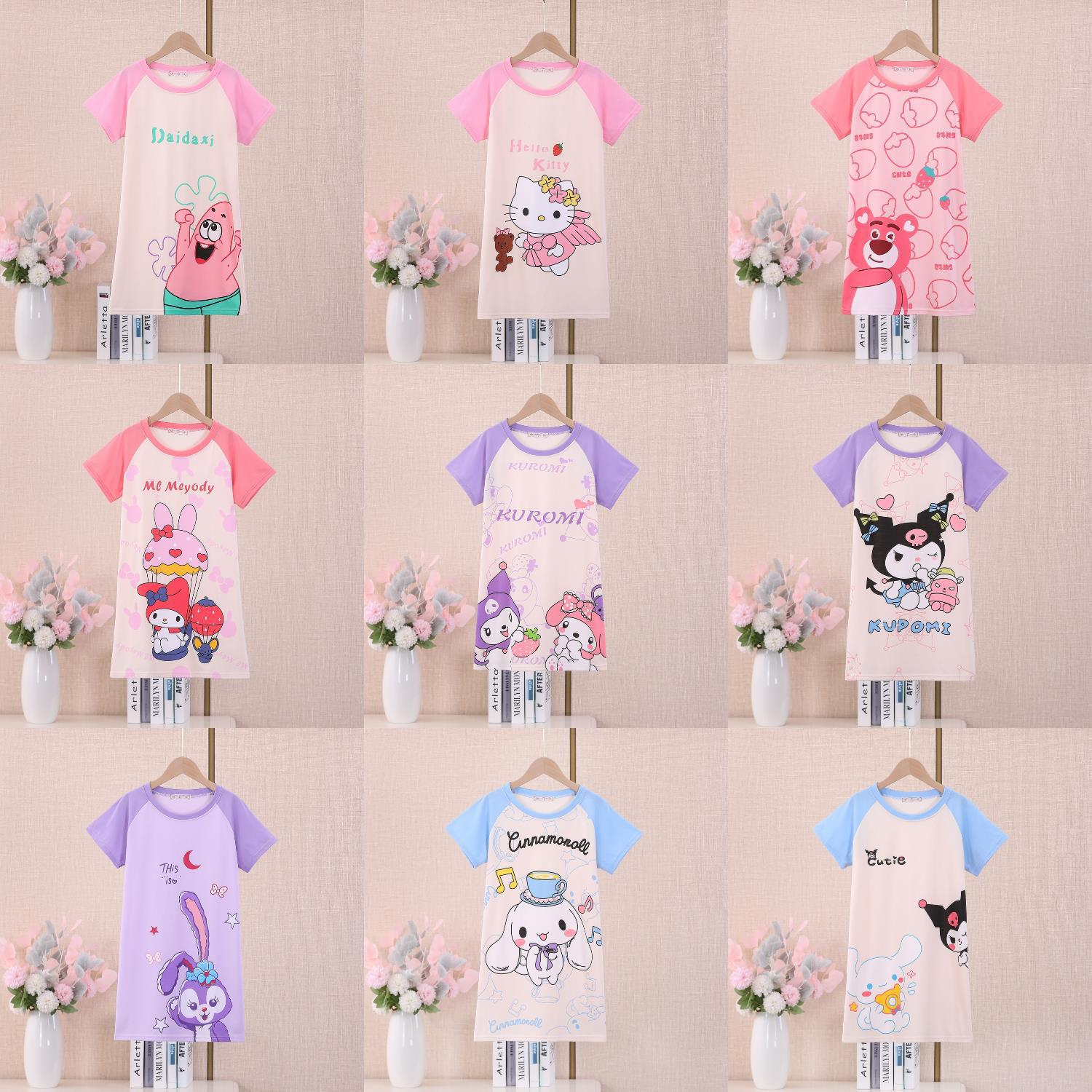 Pijama infantil princesa viento de verano nuevo pijama de niñas manga corta jade Gui vestido de dibujos animados ropa para el hogar