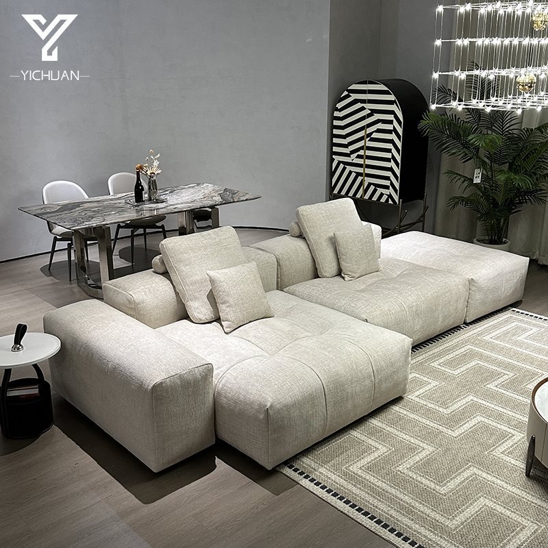 Italian-Style Minimalist Lazy Sofa with down Cotton and Linen Fabric by Yichuan Furniture