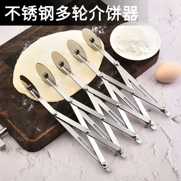 Customized Cross-Border Stainless Steel Multi-Wheel Pizza Knife Roller Cutter Retractable Churro Knife Churro Cutter