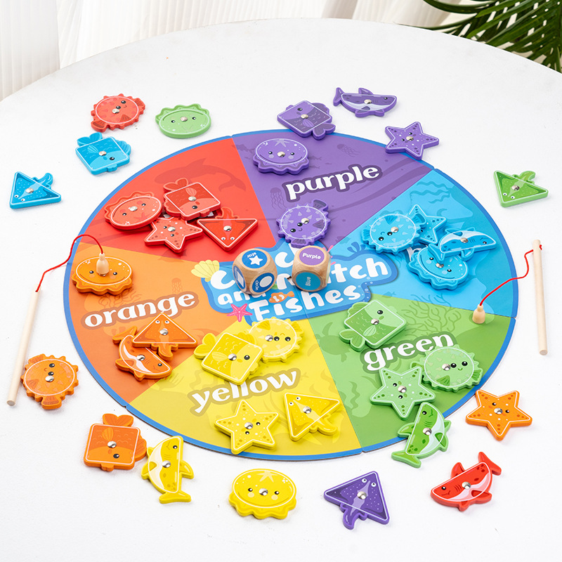 Fabricante mayorista de juegos de pesca de madera magnética infantil infantil infantil puzzle