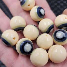 人造蜜蜡一眼天珠圆珠散珠牙黄色蜜蜡饰品配件手工珠厂家批发