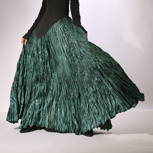 Structure-feeling pleated skirt for women's new style large floor…