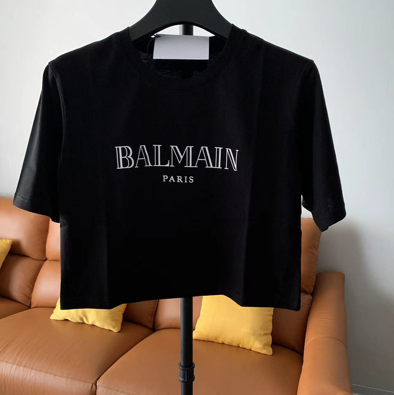 Hong Kong Trendy Brand New balmain Short Cotton Loose Classic Letters balmain Women's T-shirt Popular Same Style